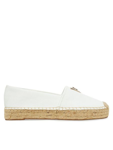 Guess Espadryle FLJLND LEA14 Biały. Białe espadryle damskie Guess, z aplikacjami, ze skóry, bez obcasa, bez zapięcia. Za 279.99 zł.