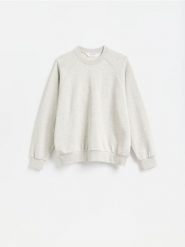 Gładka bluza oversize - jasnoszary. Szare bluzy męskie Reserved, l, bez wzorów, z bawełny, bez kaptura. Za 119.99 zł.