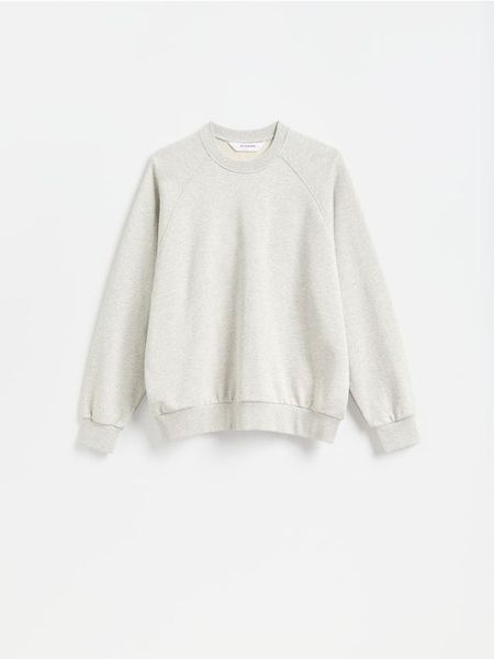 Gładka bluza oversize - jasnoszary. Szare bluzy męskie Reserved, l, bez wzorów, z bawełny, bez kaptura. Za 119.99 zł.