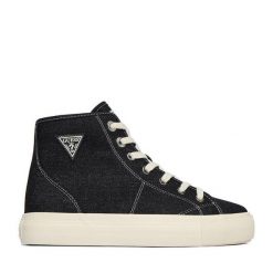 Tenisówki Guess Jeans. Czarne trampki i tenisówki damskie Guess Jeans, z aplikacjami, z jeansu, bez zapięcia. Za 219.99 zł.
