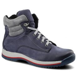 Trzewiki damskie Pollonus, ocieplane i sznurowane, granatowo-szare, 5-1114-005. Niebieskie kozaki damskie Pollonus, z nubiku, bez obcasa, na platformie. Za 229.00 zł.