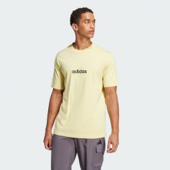 Koszulka Essentials Linear Single. Czarne buty sportowe męskie Adidas, s, bez wzorów, bez kołnierzyka, bez ramiączek, na fitness i siłownię. Za 89.95 zł.