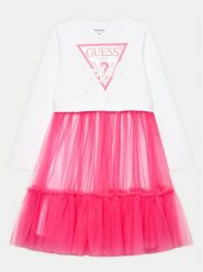 Guess Sukienka codzienna J4YK06 KB8R0 Biały Regular Fit. Białe sukienki dla dziewczynek Guess, z aplikacjami, z bawełny, bez ramiączek. Za 239.99 zł.