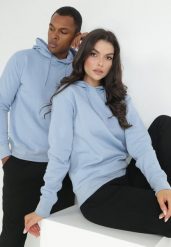 Niebieska Bluza Notanthus. Niebieskie bluzy męskie Born2be, m, bez wzorów, z dzianiny, z kapturem. Za 74.99 zł.