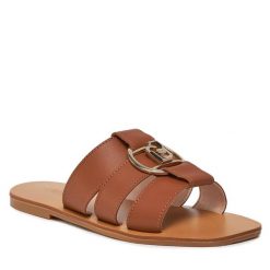 Klapki Liu Jo. Brązowe klapki damskie Liu Jo, bez wzorów, bez obcasa. Za 339.99 zł.