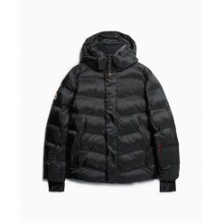 Kurtka narciarska Superdry. Czarne bluzki z długim rękawem męskie Superdry., l, bez wzorów, z puchu, bez kaptura. W wyprzedaży za 966.05 zł.