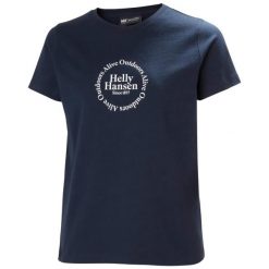 Koszulka damska Helly Hansen Core Graphic 2.0. Białe t-shirty damskie Helly Hansen, l, bez wzorów, z bawełny, bez kołnierzyka. Za 168.20 zł.