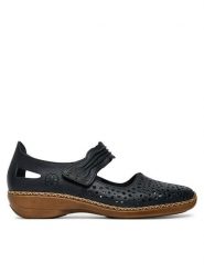 Rieker Półbuty CEO-41399-14 Granatowy. Niebieskie półbuty damskie Rieker, bez wzorów, ze skóry, bez obcasa, na płaskiej podeszwie, bez zapięcia. Za 319.99 zł.