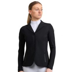 Kurtka do jazdy konnej dla kobiet Premier Equine Evinco. Czarne kurtki damskie PREMIER EQUINE, bez wzorów, ze skóry, bez kaptura. Za 831.50 zł.