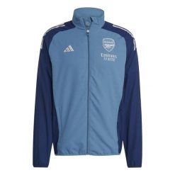 Kurtka dresowa Prematch Arsenal 2025/26. Niebieskie kurtki męskie Adidas, l, bez wzorów, z dresówki, eleganckie, bez kaptura. Za 350.60 zł.