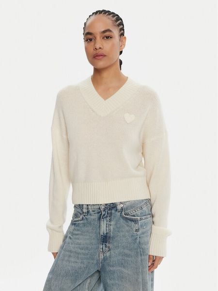 HUGO Sweter Scutie_B 50543059 Écru Regular Fit. Swetry damskie Hugo, xl, bez wzorów, z syntetyku, bez kołnierzyka, bez ramiączek, bez kaptura. Za 369.99 zł.