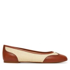 Baleriny LAUREN RALPH LAUREN. Brązowe baleriny damskie Lauren Ralph Lauren, bez wzorów, bez obcasa. Za 379.99 zł.