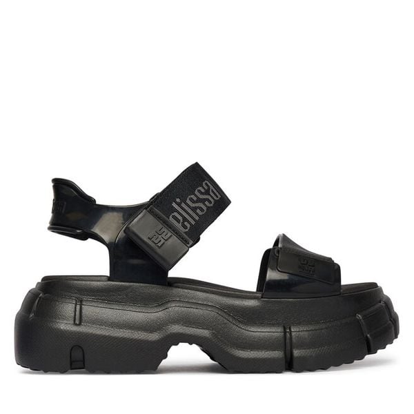 Sandały Melissa. Czarne sandały damskie Melissa, bez wzorów, bez obcasa, na koturnie, bez zapięcia. Za 404.99 zł.