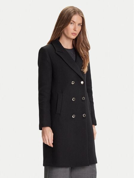 Rinascimento Płaszcz wełniany CFC0126118003 Czarny Regular Fit. Czarne płaszcze damskie Rinascimento, na zimę, xs, bez wzorów, z syntetyku, bez kaptura. Za 579.00 zł.