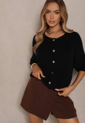 Czarny Kardigan z Rękawem 3/4 z Dodatkiem Wełny Iffarisse. Czarne kardigany damskie Renee, bez wzorów, z jeansu, eleganckie, bez kołnierzyka, bez ramiączek, bez kaptura. Za 139.99 zł.