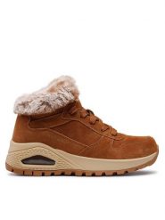 Skechers Trzewiki Uno Wintriness 167433/CSNT Brązowy. Brązowe botki damskie Skechers, ze skóry, bez obcasa, na płaskiej podeszwie, bez zapięcia. Za 379.99 zł.