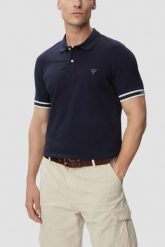GUESS Granatowy męski t-shirt polo Lyle, Rozmiar XXL. Niebieskie koszulki polo męskie Guess, m, z aplikacjami, eleganckie, bez ramiączek. Za 379.99 zł.