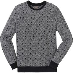 Sweter w delikatny wzór Regular Fit bonprix czarno-szary melanż wzorzysty. Czarne swetry przez głowę męskie bonprix, melanż, z dzianiny. Za 89.99 zł.