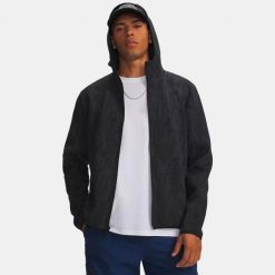 Kurtka UA Unstoppable Fleece z pełnym zamkiem Czarna. Czarne kurtki męskie Under Armour, m, bez wzorów, z materiału, na fitness i siłownię. Za 651.99 zł.
