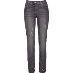 Dżinsy 7/8 z perełkami bonprix szary denim. Szare jeansy damskie bonprix. Za 109.99 zł.