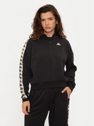 Kappa Bluza Banda Pepitagt 321Q4RW Czarny Relaxed Fit. Czarne bluzy damskie Kappa, xl, bez wzorów, z bawełny, bez kaptura. Za 229.99 zł.