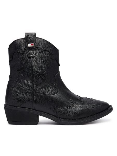 Tommy Hilfiger Kowbojki T3A5-35195-0036 Czarny. Czarne botki dziewczęce Tommy Hilfiger, ze skóry, bez zapięcia. Za 534.99 zł.