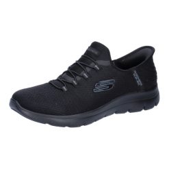 Buty do chodzenia damskie Skechers Slips-ins. Czarne obuwie sportowe damskie Skechers, bez wzorów, z materiału, trekkingowe, Skechers Sport. W wyprzedaży za 309.00 zł.