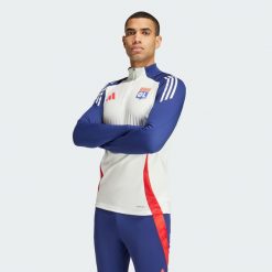Bluza Olympique Lyonnais Tiro 24 Training. Białe bluzy sportowe męskie Adidas, xl, bez wzorów, z materiału, bez kaptura, do piłki nożnej. Za 349.00 zł.