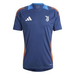 Koszulka treningowa Juventus Turin Tiro 2024/25. Niebieskie koszulki sportowe męskie Adidas, bez wzorów, bez kołnierzyka, bez ramiączek, do piłki nożnej. W wyprzedaży za 190.00 zł.