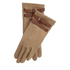 Rękawiczki LAUREN RALPH LAUREN. Brązowe rękawiczki damskie Lauren Ralph Lauren, bez wzorów, z dzianiny. Za 594.99 zł.