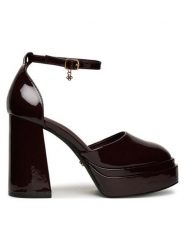 DeeZee Półbuty LW85478-6 Bordowy. Czerwone półbuty damskie DeeZee, bez wzorów, ze skóry, bez obcasa, na obcasie, bez zapięcia. Za 169.99 zł.