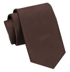 Męski Krawat Angelo di Monti - Czekoladowy. Brązowe krawaty i muchy Angelo di Monti, bez wzorów, z tkaniny, eleganckie. Za 49.99 zł.