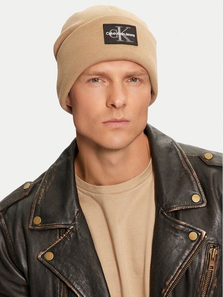 Calvin Klein Czapka K50K512455 Beżowy. Brązowe rękawiczki męskie Calvin Klein, na zimę, bez wzorów, z bawełny. Za 189.99 zł.