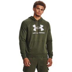 Bluza z kapturem Under Armour Rival Fleece Logo Hd, Mężczyźni. Zielone bluzy męskie Under Armour, m, bez wzorów, z bawełny, z kapturem. Za 290.00 zł.