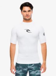 Koszulka UV Rip Curl Lycra Waves Upf Perf S/S. Białe koszulki sportowe męskie Rip Curl, l, bez wzorów, z lycry, bez kołnierzyka, bez ramiączek, żeglarskie. Za 142.99 zł.