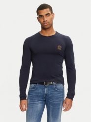 Versace Longsleeve AUU01007 1A1001 Granatowy Regular Fit. Niebieskie bluzki z długim rękawem męskie Versace, m, bez wzorów, z bawełny, bez kołnierzyka. Za 354.45 zł.