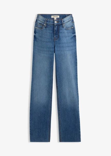 Dżinsy ciążowe. Niebieskie jeansy damskie bonprix, moda ciążowa. Za 179.99 zł.