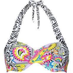 Biustonosz bikini na fiszbinach bonprix biało-różowy. Bikini damskie marki bonprix. Za 69.99 zł.