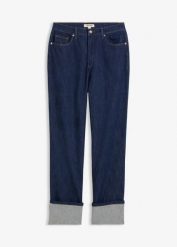 Dżinsy o luźnym kroju high waist, straigt. Niebieskie jeansy damskie bonprix, z podwyższonym stanem. Za 119.99 zł.