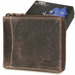 Portfel skórzany nubuk brązowy Beltimore H01. Brązowe portfele męskie bez wzorów, z materiału. Za 76.99 zł.