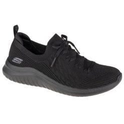 Buty do chodzenia damskie, Skechers Ultra Flex 2.0 Flash Illusion. Czarne obuwie sportowe damskie Skechers, bez wzorów, z materiału, trekkingowe. Za 179.99 zł.