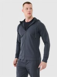 4F Bluza treningowa szybkoschnąca męska - szara M. Szare bluzy męskie 4f, m, bez wzorów, z dzianiny, z kapturem. Za 199.99 zł.