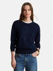 LAUREN RALPH LAUREN Sweter 200979653004 Granatowy Regular Fit. Niebieskie swetry damskie Lauren Ralph Lauren, l, bez wzorów, z bawełny, bez kołnierzyka, bez ramiączek, bez kaptura. Za 1,199.00 zł.