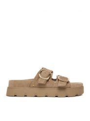 DeeZee Klapki CEO-HY35011-1 Beżowy. Brązowe klapki damskie DeeZee, bez wzorów, z materiału, bez obcasa. Za 149.99 zł.