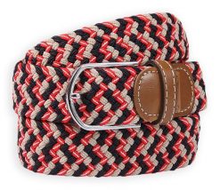 Czerwono-Granatowo-Beżowy Elastyczny Męski Pasek do Spodni, Casual -ALTIES- Parciany, Pleciony. Brązowe paski damskie Alties, bez wzorów, z elastanu, casualowe. Za 59.00 zł.