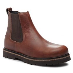 Sztyblety Birkenstock. Brązowe botki męskie Birkenstock, bez wzorów, bez zapięcia. Za 859.99 zł.
