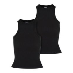 Top Damski/żebrowany Racerback (zestaw 2 Sztuk). Brązowe koszulki sportowe damskie Urban Classics, xs, bez wzorów, bez kołnierzyka, bez ramiączek, trekkingowe. Za 104.99 zł.