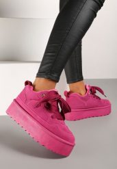 Fuksjowe Sneakersy Vices Stylizowane na Śniegowce na Platformie Obszyte Futerkiem Naleris. Czerwone śniegowce i trapery damskie Renee, z futra. Za 84.99 zł.