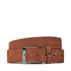 Pasek Męski Tommy Hilfiger. Brązowe paski damskie Tommy Hilfiger, bez wzorów, z nubiku. Za 239.99 zł.