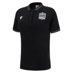 Damska bawełniana koszulka polo Glasgow Warriors 2022/23. Czarne koszulki sportowe damskie Macron, m, bez wzorów, z bawełny, bez kołnierzyka, bez ramiączek, na fitness i siłownię. Za 184.50 zł.